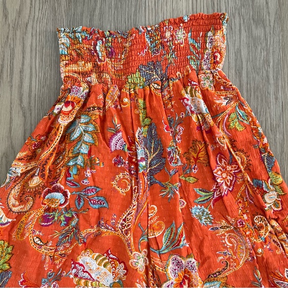 Nicole Miller Orange Paisley Smocked Wide Leg Pants Girls XL - Picture 4 of 8